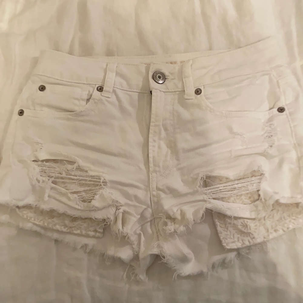 American eagle white jean shorts